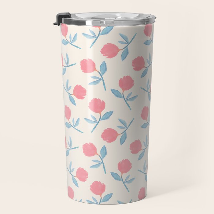 Peony Flower Gouache Illustration  Travel Mug Gallery Image 3