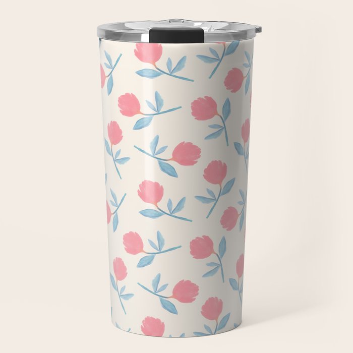 Peony Flower Gouache Illustration  Travel Mug Gallery Image 1