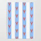 Red Lobsters On Hand-Painted Bright Blue Stripes Poster Gallery Image 4
