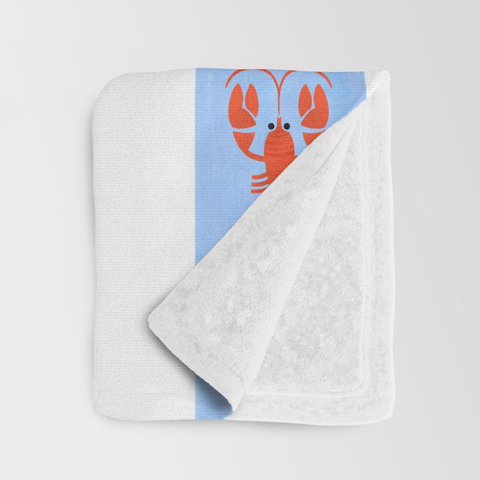 Red Lobsters On Hand-Painted Bright Blue Stripes Throw Blanket Gallery Image 3