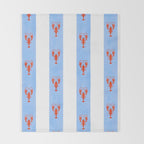 Red Lobsters On Hand-Painted Bright Blue Stripes Throw Blanket Gallery Image 2