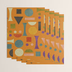 Retro Bauhaus geometric shapes on orange Wrapping Paper Gallery Image 3