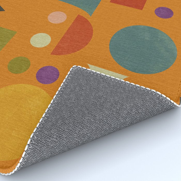 Retro Bauhaus geometric shapes on orange Rug Gallery Image 4