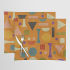 Retro Bauhaus geometric shapes on orange Placemat Gallery Image 1