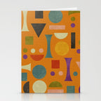 Retro Bauhaus geometric shapes on orange Stationery Card Gallery Image 2