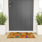Retro Bauhaus geometric shapes on orange Welcome Mat Gallery Image 3