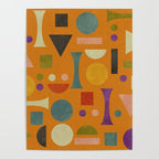 Retro Bauhaus geometric shapes on orange Poster Gallery Image 4