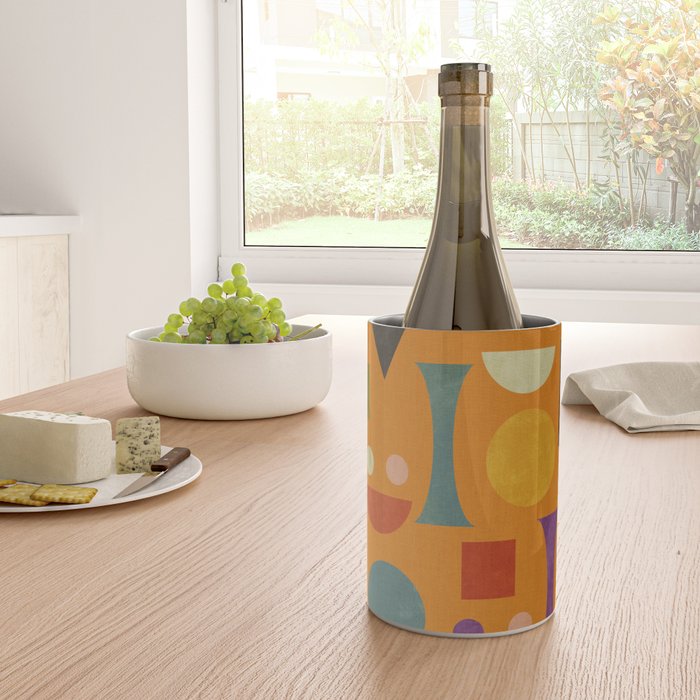 Retro Bauhaus geometric shapes on orange Wine Chiller Gallery Image 4