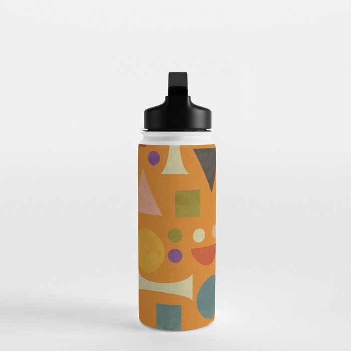 Retro Bauhaus geometric shapes on orange Water Bottle Gallery Image 3