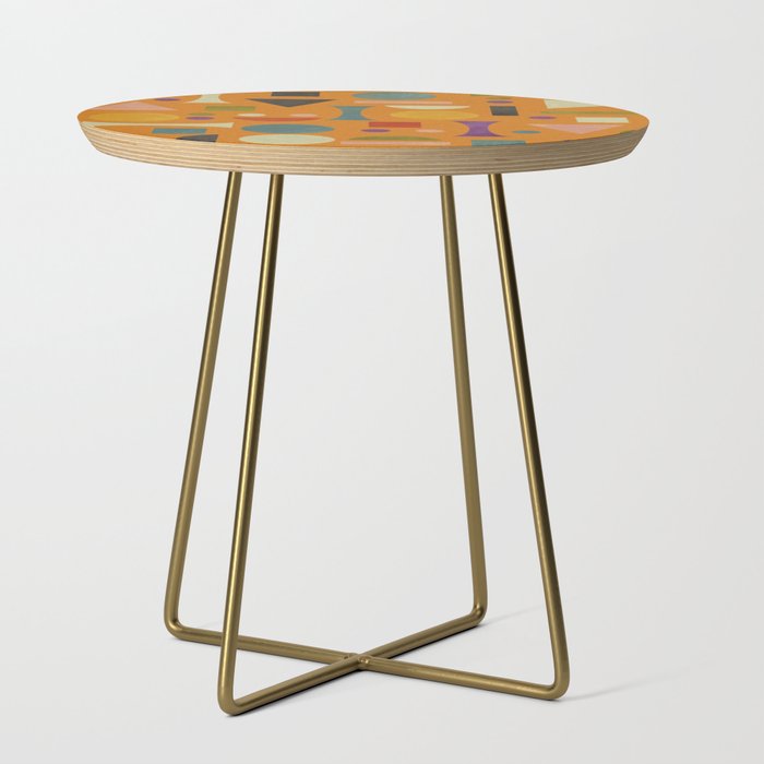 Retro Bauhaus geometric shapes on orange Side Table Gallery Image 1