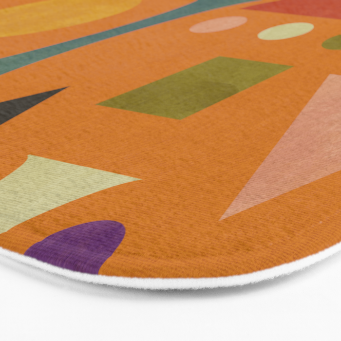 Retro Bauhaus geometric shapes on orange Bath Mat Gallery Image 3