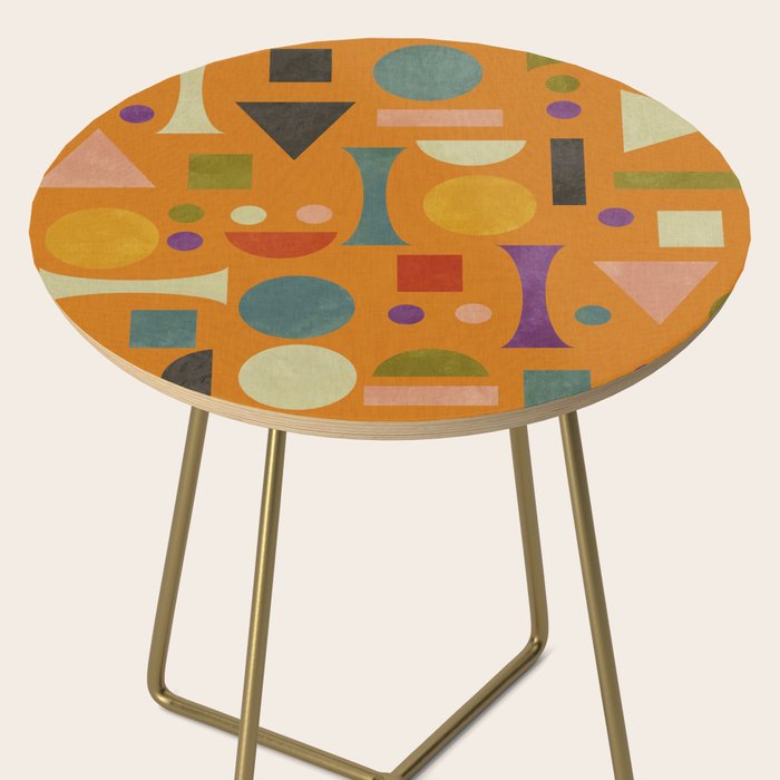 Retro Bauhaus geometric shapes on orange Side Table Gallery Image 2