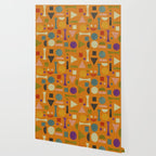 Retro Bauhaus geometric shapes on orange Wallpaper Gallery Image 2