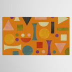 Retro Bauhaus geometric shapes on orange Tablecloth Gallery Image 2