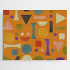 Retro Bauhaus geometric shapes on orange Jigsaw Puzzle Gallery Image 1