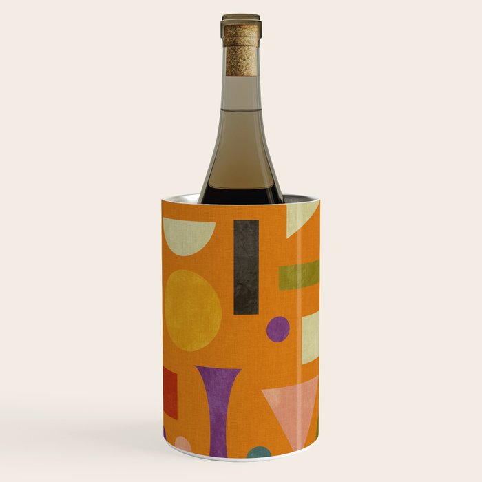 Retro Bauhaus geometric shapes on orange Wine Chiller Gallery Image 3