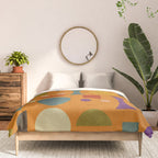 Retro Bauhaus geometric shapes on orange Comforter Gallery Image 3