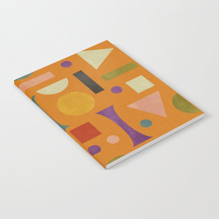 Retro Bauhaus geometric shapes on orange Notebook Gallery Image 2