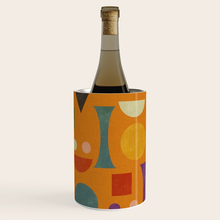 Retro Bauhaus geometric shapes on orange Wine Chiller Gallery Image 1