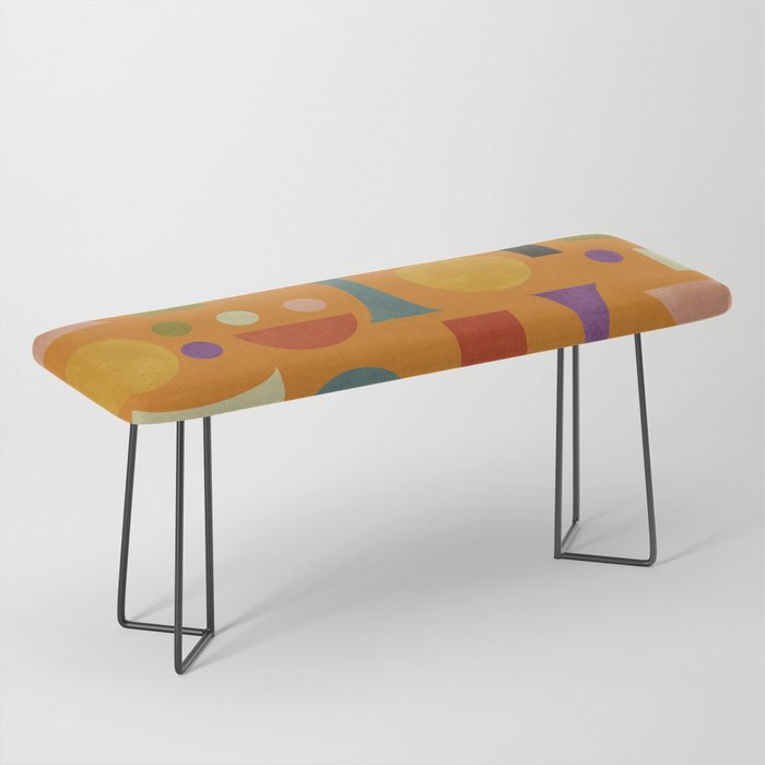 Retro Bauhaus geometric shapes on orange Bench Gallery Image 1
