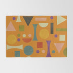 Retro Bauhaus geometric shapes on orange Rug Gallery Image 2