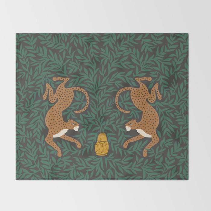 Leopard Vase - midnight Throw Blanket Gallery Image 2