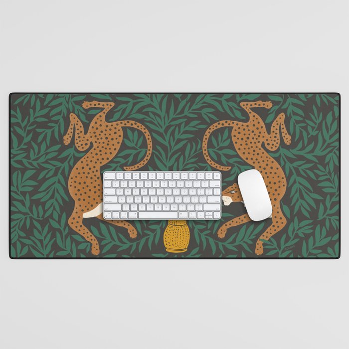 Leopard Vase - midnight Desk Mat Gallery Image 1