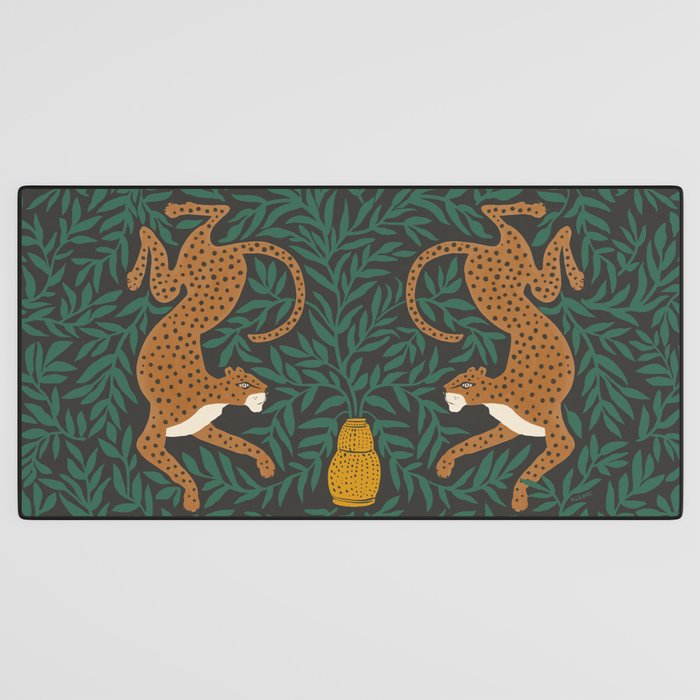 Leopard Vase - midnight Desk Mat Gallery Image 3