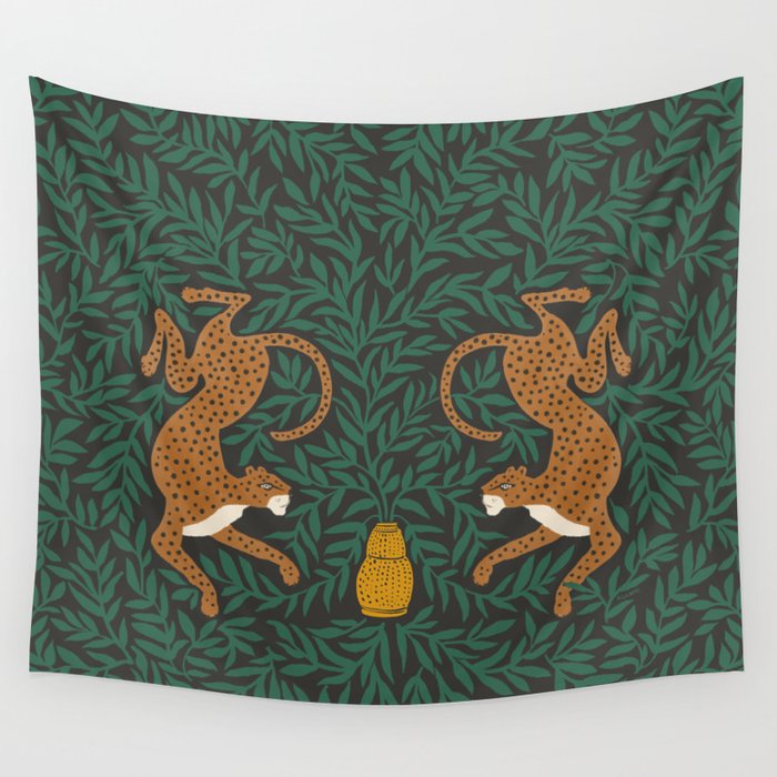 Leopard Vase - midnight Wall Tapestry Gallery Image 4