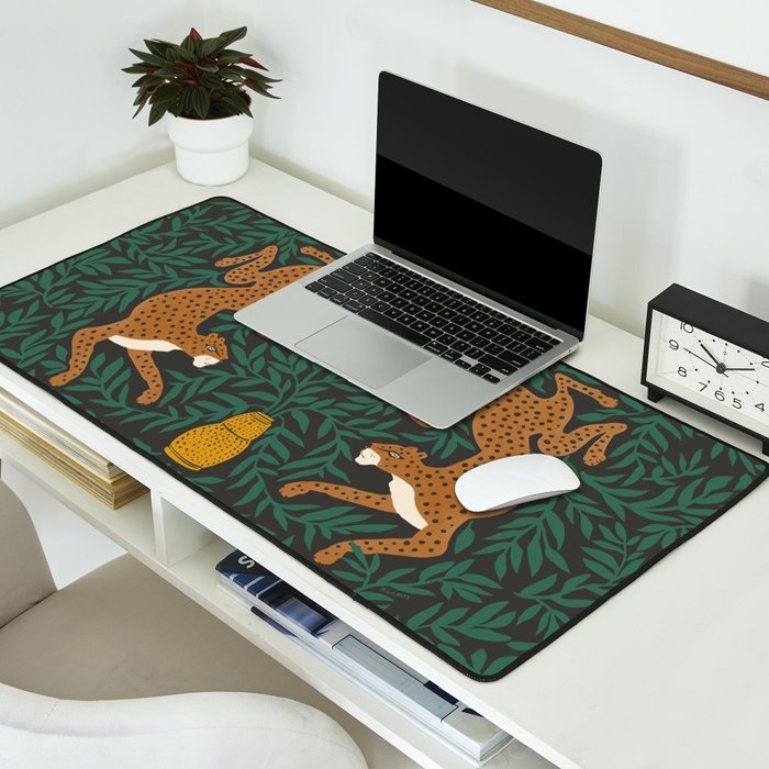 Leopard Vase - midnight Desk Mat Gallery Image 2