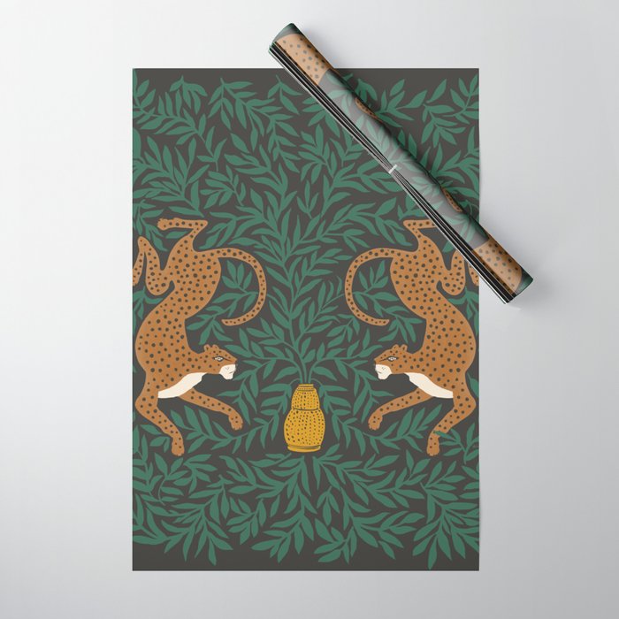 Leopard Vase - midnight Wrapping Paper Gallery Image 1