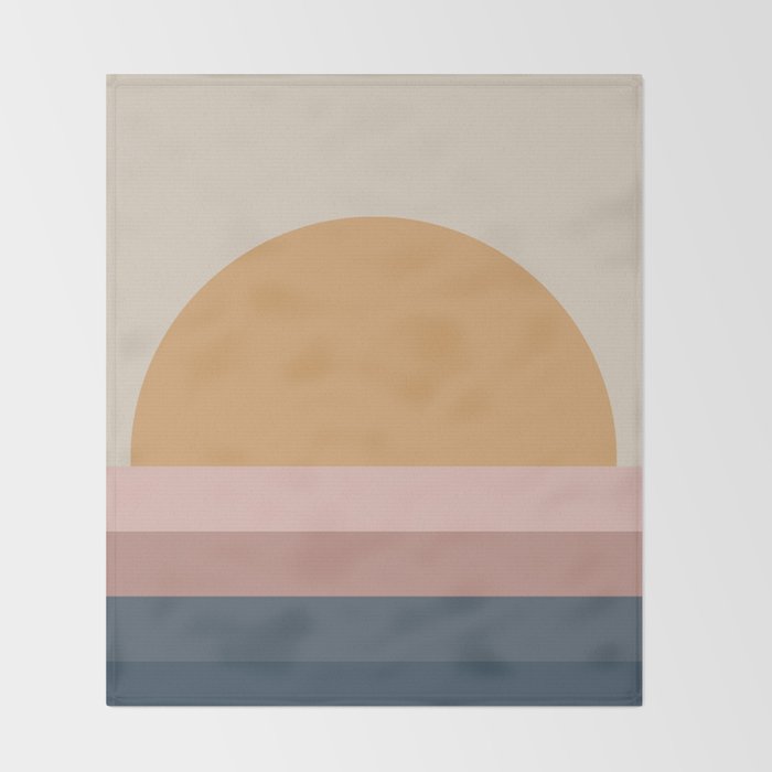 Minimal Retro Sunset - Earthy Neutral Throw Blanket Gallery Image 2