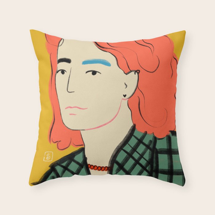 WOOL COAT GIRL Throw Pillow Gallery Image 6