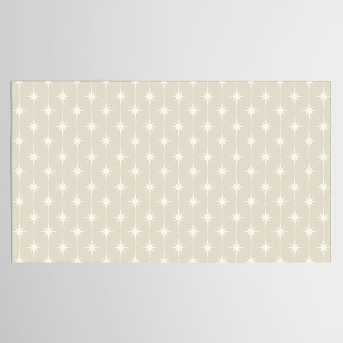 Midcentury Stars and Dots Pattern in Mushroom Beige and Cream Tablecloth Gallery Image 2