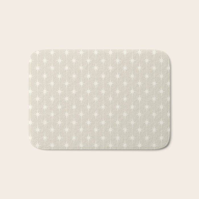 Midcentury Stars and Dots Pattern in Mushroom Beige and Cream Bath Mat Gallery Image 1