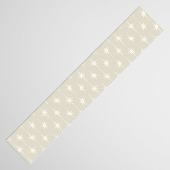 Midcentury Stars and Dots Pattern in Mushroom Beige and Cream Table Runner Gallery Image 3