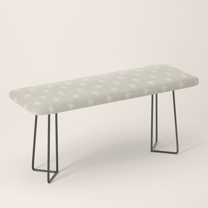 Midcentury Stars and Dots Pattern in Mushroom Beige and Cream Bench Gallery Image 1