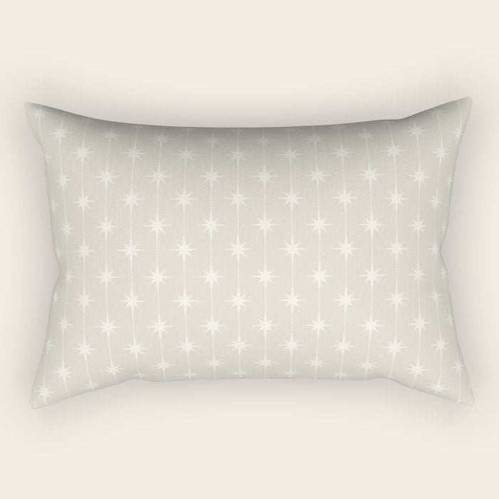 Midcentury Stars and Dots Pattern in Mushroom Beige and Cream Rectangular Pillow Gallery Image 1