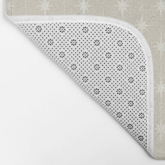 Midcentury Stars and Dots Pattern in Mushroom Beige and Cream Bath Mat Gallery Image 2