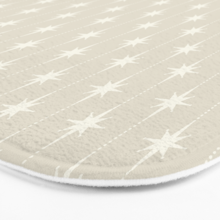Midcentury Stars and Dots Pattern in Mushroom Beige and Cream Bath Mat Gallery Image 3