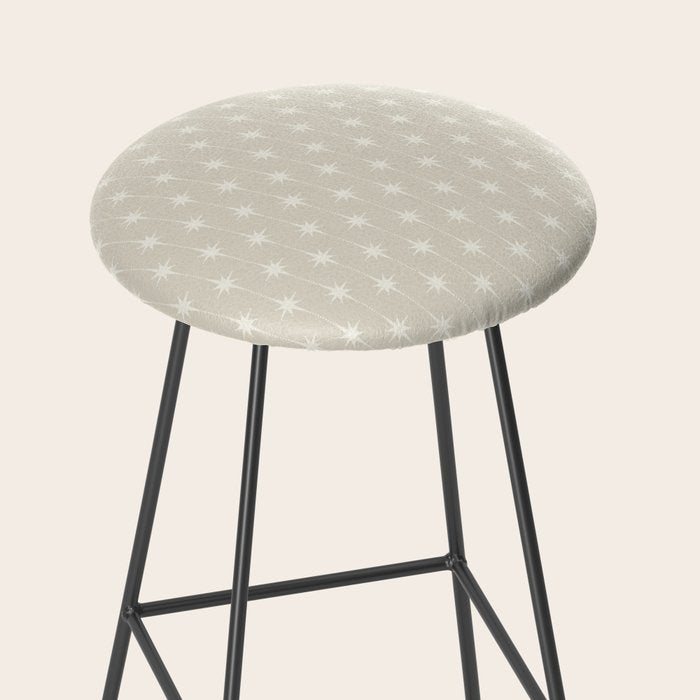 Midcentury Stars and Dots Pattern in Mushroom Beige and Cream Stool Gallery Image 2