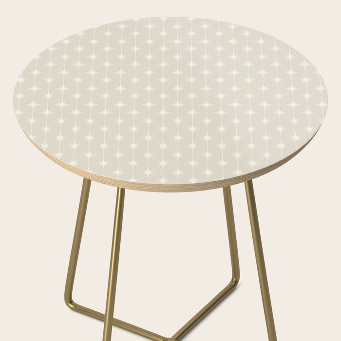 Midcentury Stars and Dots Pattern in Mushroom Beige and Cream Side Table Gallery Image 2