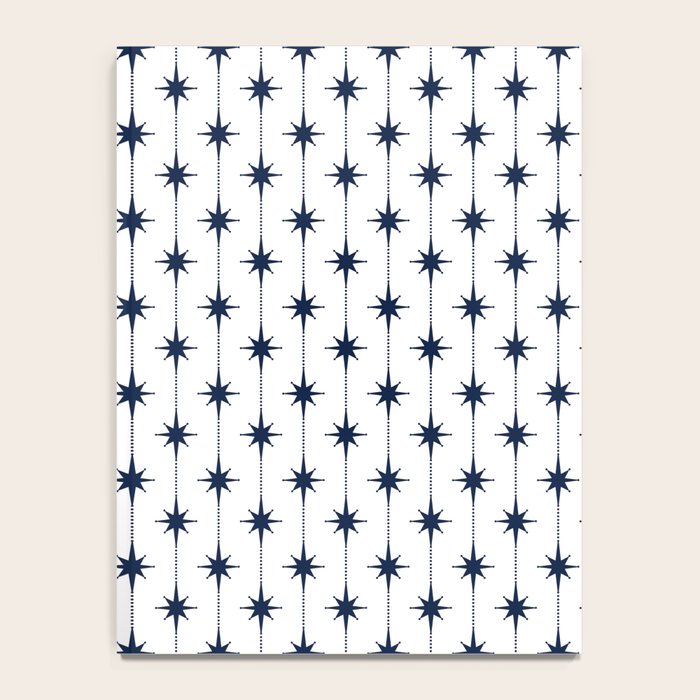 Midcentury Stars and Dots Nautical Navy Blue and White Pattern Notebook Gallery Image 4
