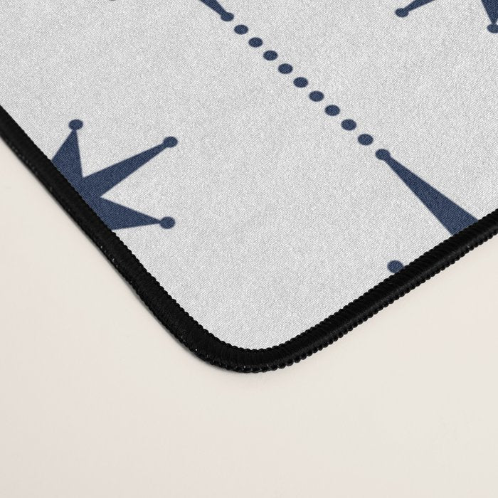 Midcentury Stars and Dots Nautical Navy Blue and White Pattern Desk Mat Gallery Image 4