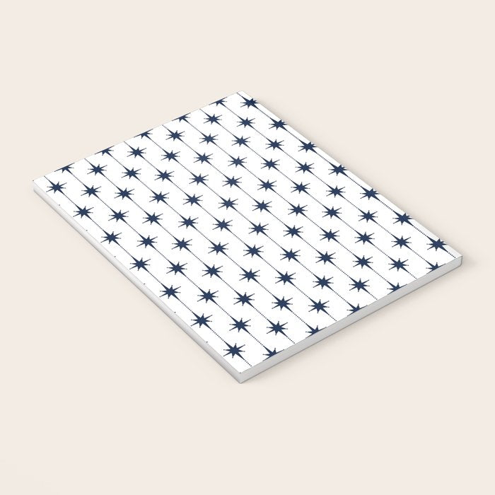 Midcentury Stars and Dots Nautical Navy Blue and White Pattern Notebook Gallery Image 3