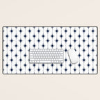 Midcentury Stars and Dots Nautical Navy Blue and White Pattern Desk Mat Gallery Image 1