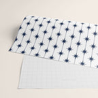 Midcentury Stars and Dots Nautical Navy Blue and White Pattern Wrapping Paper Gallery Image 2