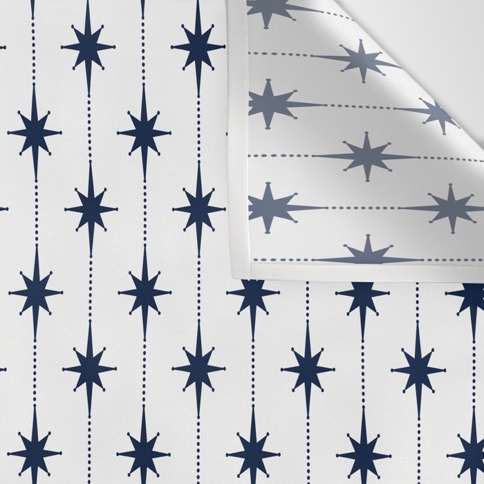 Midcentury Stars and Dots Nautical Navy Blue and White Pattern Wall Tapestry Gallery Image 3