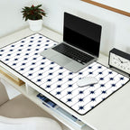 Midcentury Stars and Dots Nautical Navy Blue and White Pattern Desk Mat Gallery Image 2