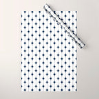 Midcentury Stars and Dots Nautical Navy Blue and White Pattern Wrapping Paper Gallery Image 1